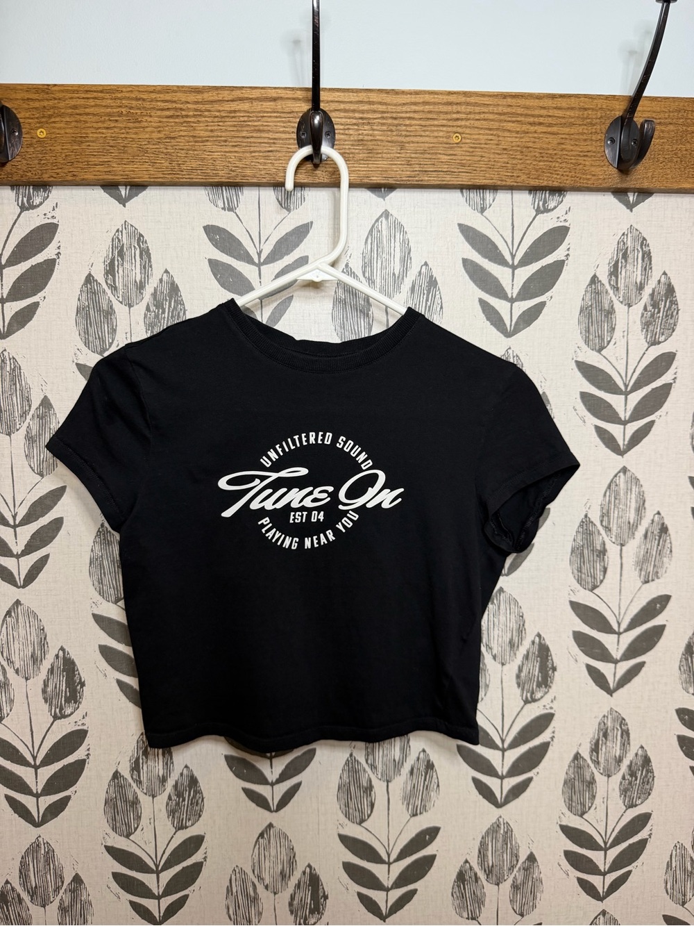 Divided Black Crop Rocker Tee. Baby doll M